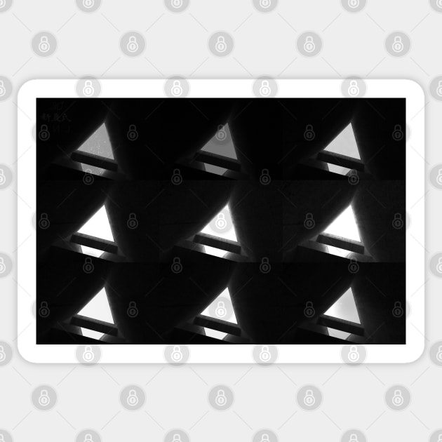 SNJ - Triangular moods – Black & White version + Carbon Black background color (◕‿◕✿) Sticker by SNJ 新農氏